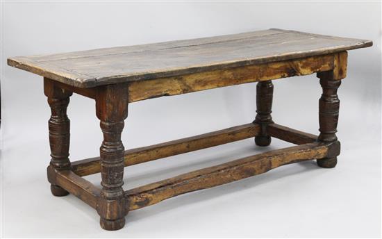 An oak and elm refectory table, 6ft 6in. x 2ft 6in. x 2ft 6.5in.